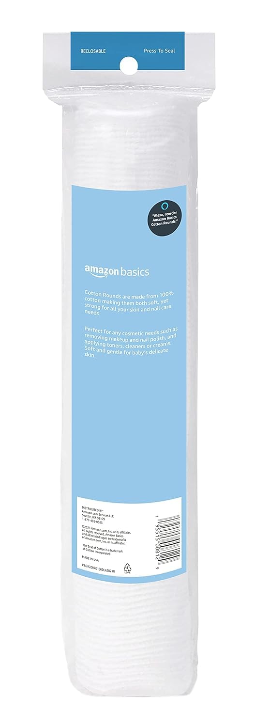 Amazon Basics Hypoallergenic Cotton Rounds