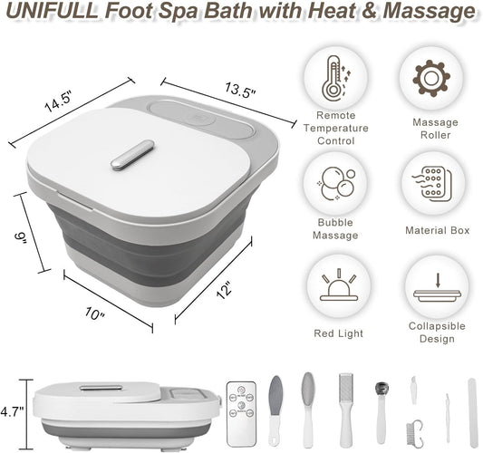 Collapsible Heated Foot Spa with Massage Rollers