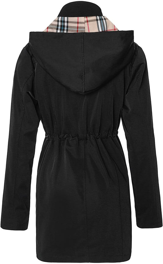 SaphiRose Women's Long Hooded Rain Jacket