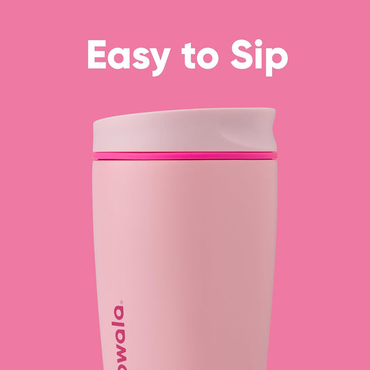 cOwala SmoothSip 12oz Insulated Coffee Tumbler – Reusable, BPA-Free, Pink