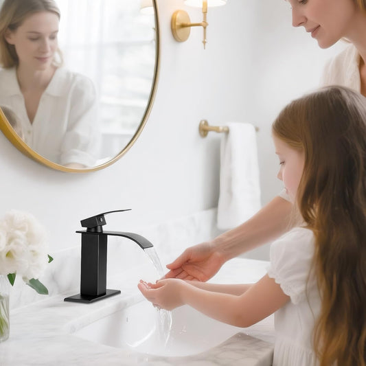Matte Black Waterfall Bathroom Faucet