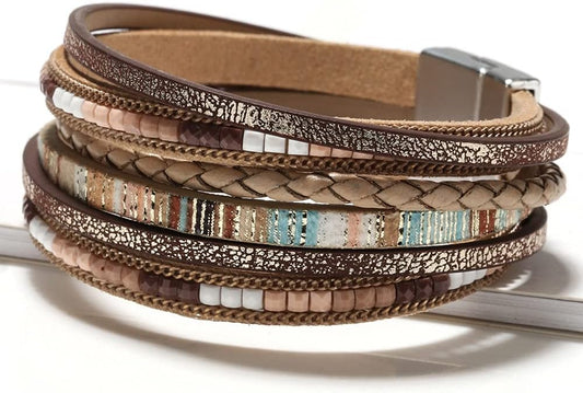 Fesciory Boho Leather Wrap Bracelet Women