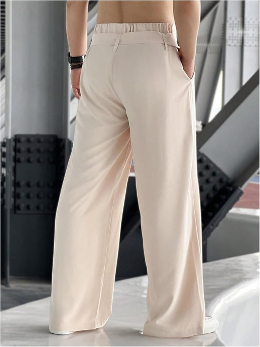 GORGLITTER Men's Casual Wide Leg Dress Pants