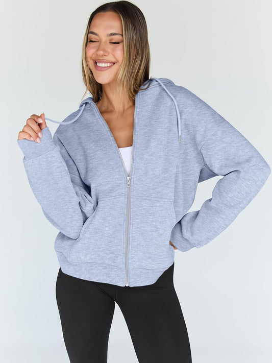 Trendy Queen Women's Oversized Zip-Up Hoodie