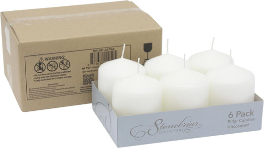 Stonebriar Unscented White Tall Pillar Candles