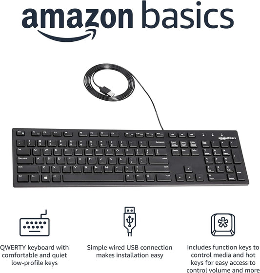 Amazon Basics Wired QWERTY Keyboard