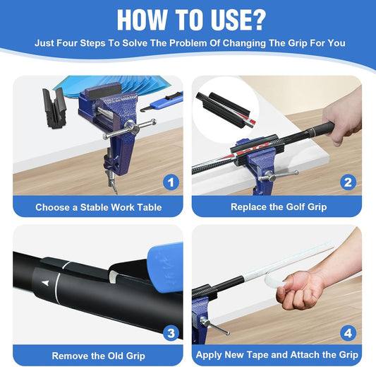 Golf Club Grip Vise Clamp Kit-Golf Grip Kit for Regripping