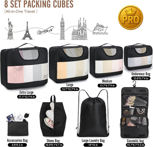 Veken Packing Cubes Set, Travel Luggage Organizers