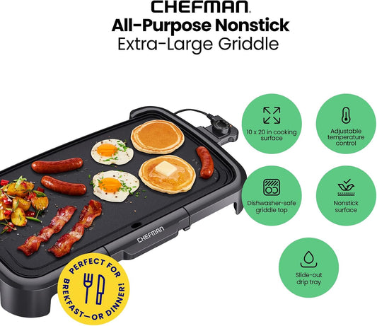 Chefman XL Electric Griddle 10"x20" Nonstick