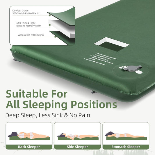 Memory Foam Camping Pad Sleeping Mat with Pillow
