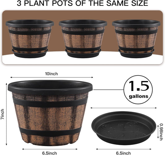 Quarut Plant Pots Whiskey Barrel Planters