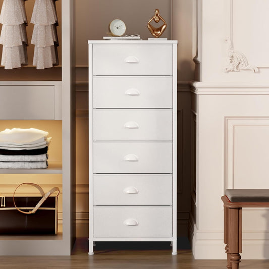Furnulem White Tall Dresser for Bedroom Storage Tower
