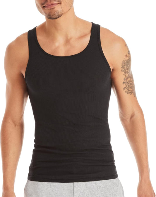 Hanes Men’s Ribbed Tank Undershirts