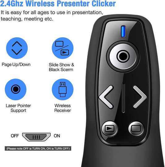 Wireless Presentation Clicker with Volume Control