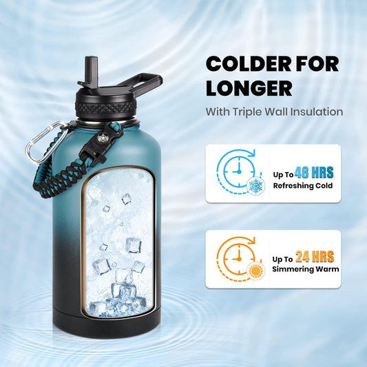 64oz Insulated Water Bottle Stainless Steel