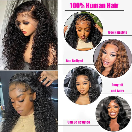 JTMMP 26" Deep Wave Lace Front Wig