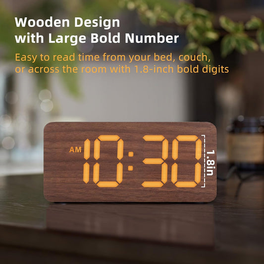 Uscce Wooden Digital Alarm Clocks for Bedrooms