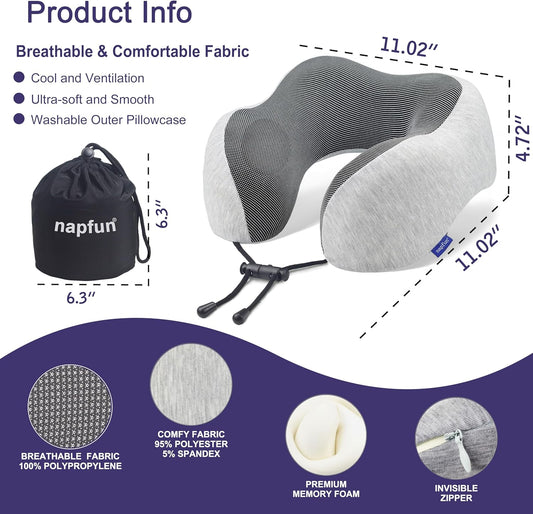 Napfun Memory Foam Travel Neck Pillow