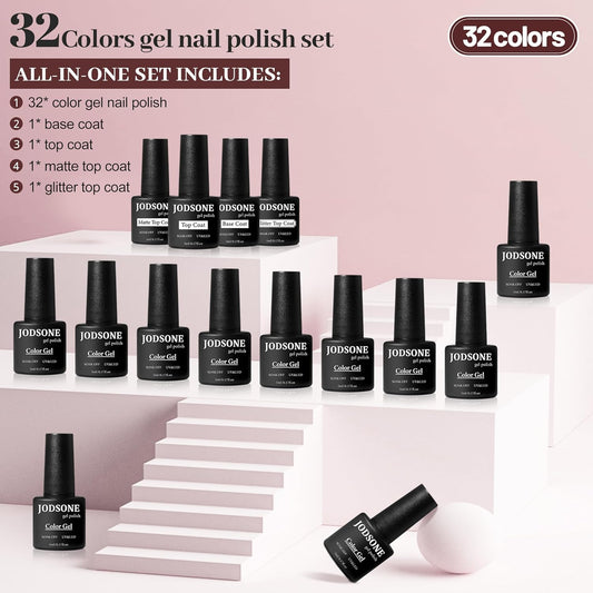 JODSONE 36-Piece Gel Nail Polish Set 32 Colors