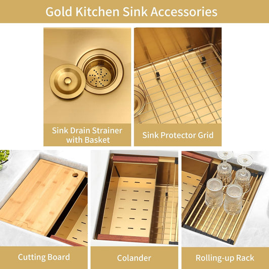 Modern Undermount Gold Sink for Kitchens
