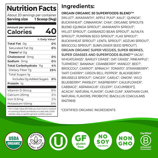 Orgain Organic Greens Powder – 50 Superfoods