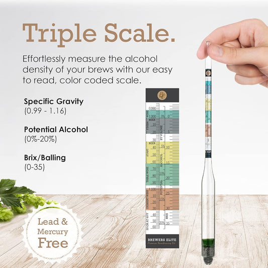 Brewer's Elite Hydrometer & Plastic Test Jar for Home