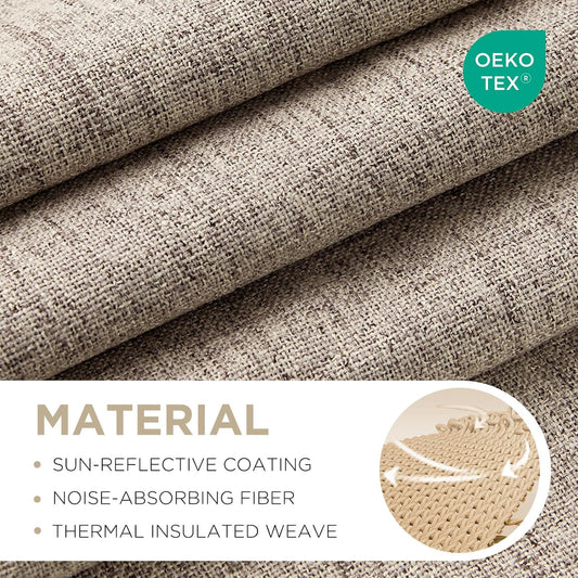 Joydeco 100% Blackout Linen Curtains