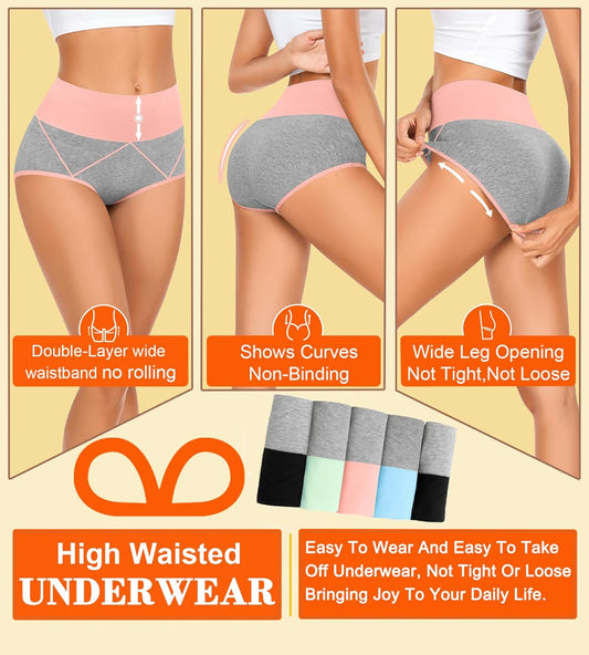 MISSWHO Women's High-Waisted Cotton Underwear