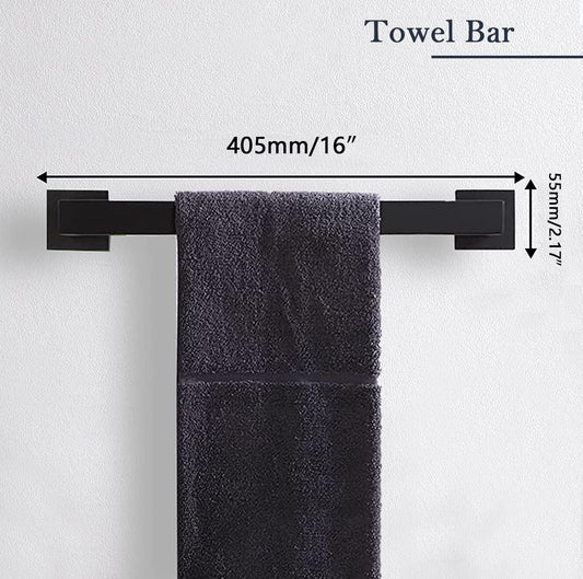 5-Pieces Matte Black Bathroom Hardware Accessories Set