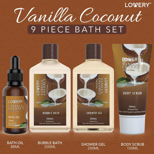 Women’s Spa Gift Basket – 9pc Vanilla Coconut Set