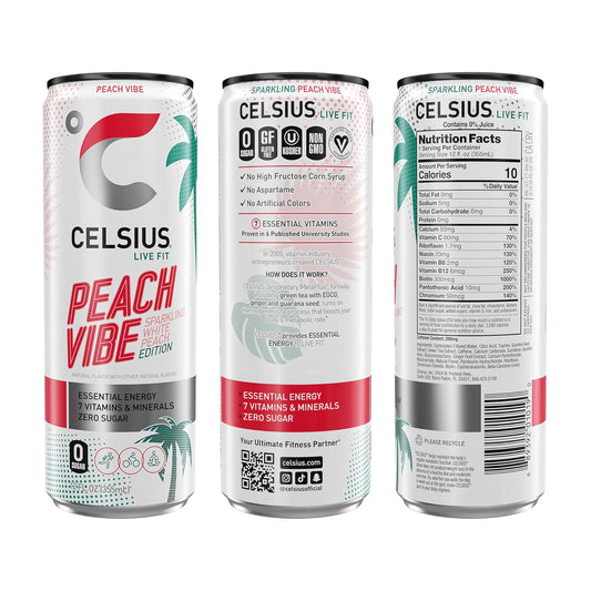 CELSIUS Sparkling Peach Vibe Energy Drink 12 pack