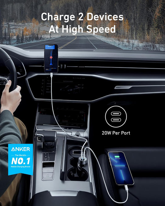 Anker USB-C Car Charger – Fast Charging for iPhone & Android