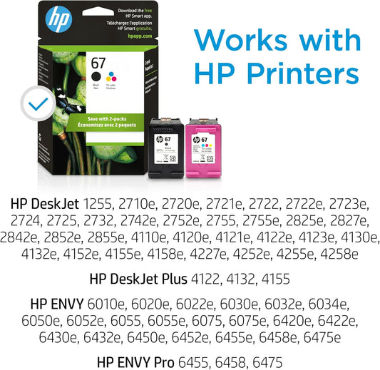 HP 67 Black & Tri-Color Ink Cartridges