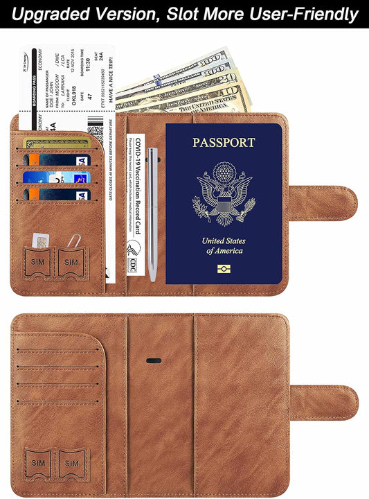 Airtag Passport Holder Cover Wallet Travel Essentials Leather