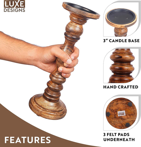 Luxe Designs Natural Wood Candle Stand