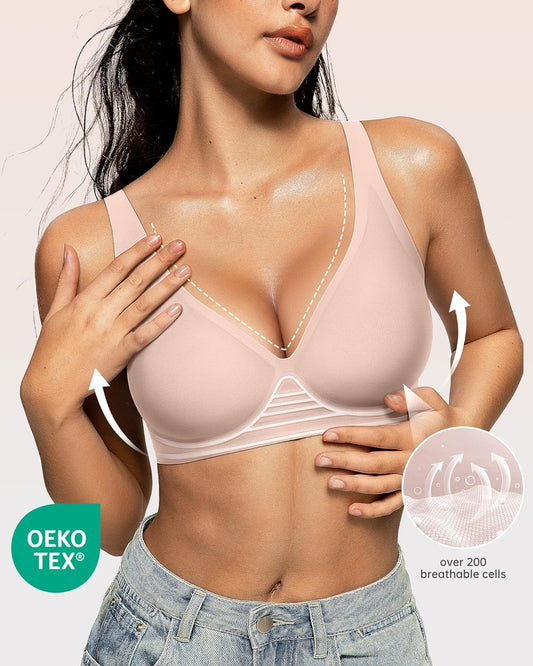 OEAK Women’s Deep V Wireless Bra