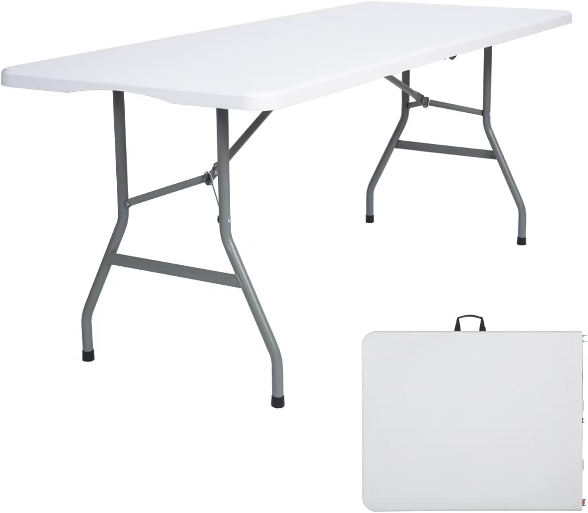 6ft Folding Table Plastic Fold in Half w/Handle Heavy Duty
