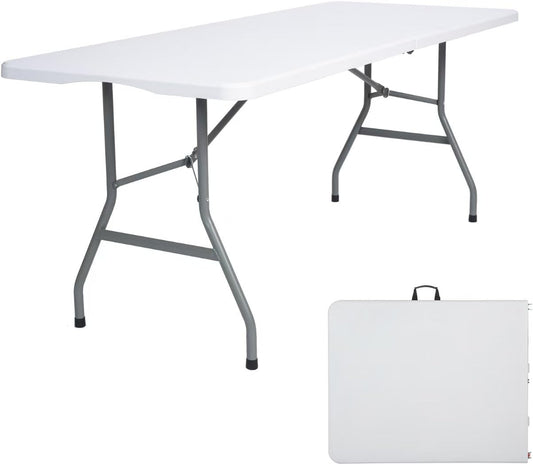 6ft Folding Table Plastic Fold in Half w/Handle Heavy Duty