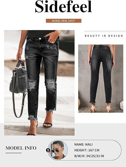 Sidefeel Women's Boyfriend Jeans Denim Pants
