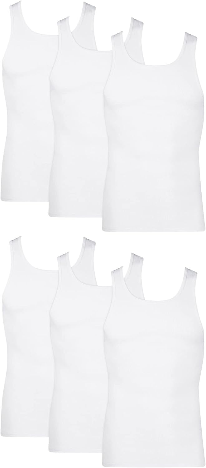 Hanes Men’s Ribbed Tank Undershirts