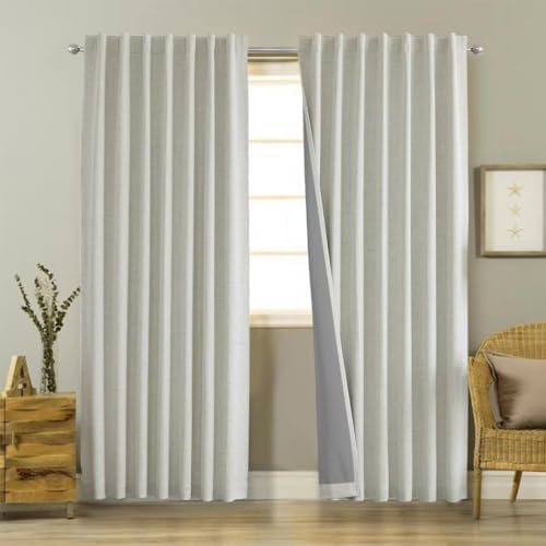 Joydeco 100% Blackout Linen Curtains