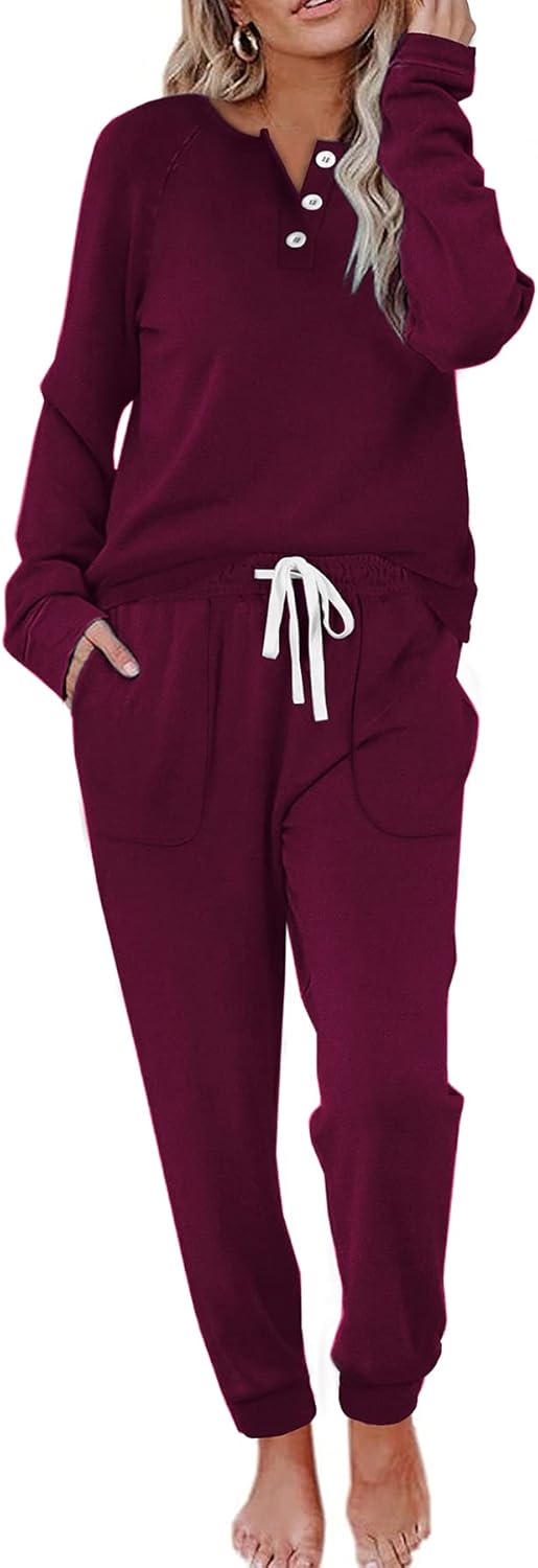 Button Down Sweatshirt and Sweatpants Set