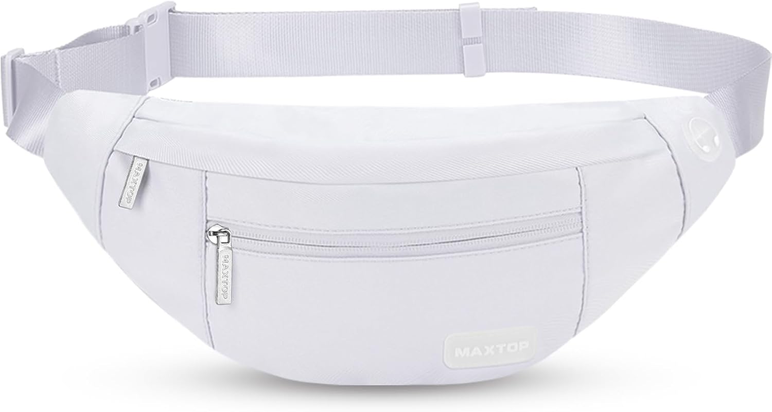 MAXTOP Large Crossbody Fanny Pack with 4-Zipper Pockets