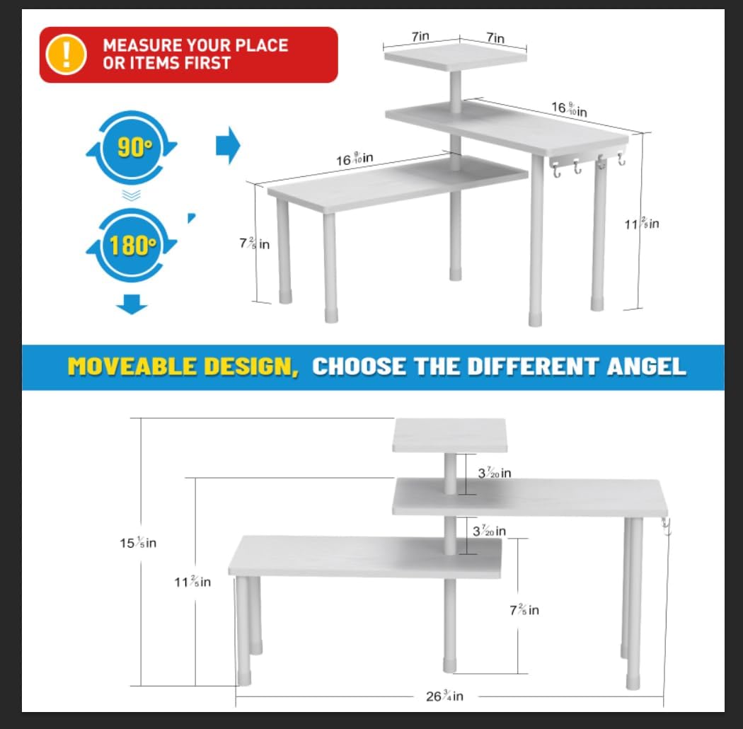 JayRex Bathroom Organizer Countertop Corner Shelf