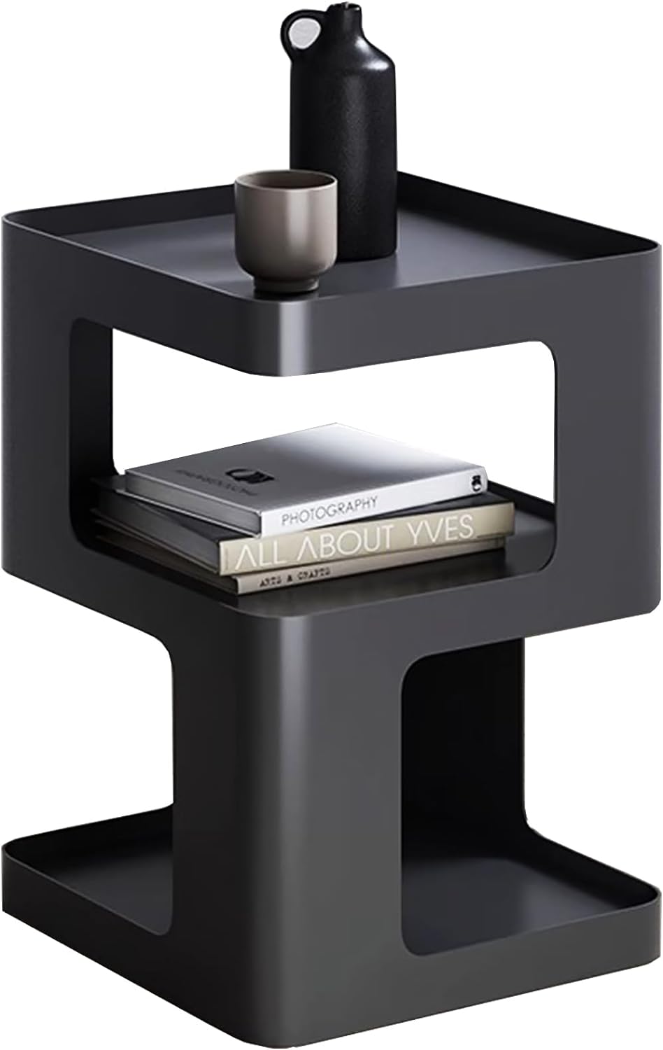 Side Modern end Table Black Metal nightstand