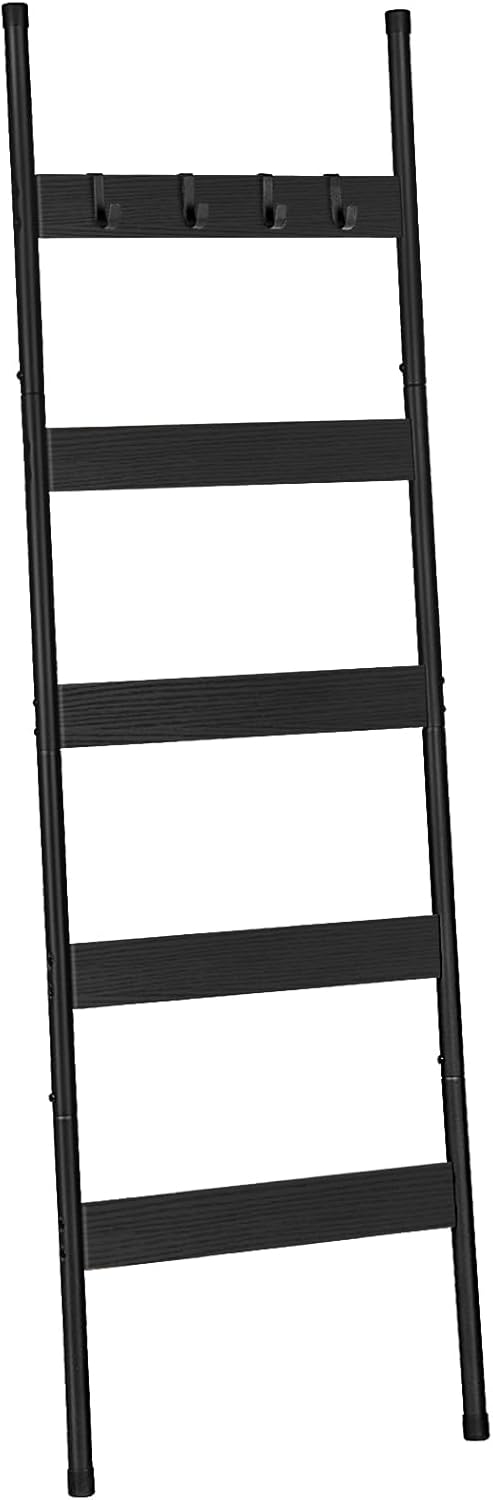 HOOBRO Blanket Ladder, 5-Tier Towel Rack with Hooks