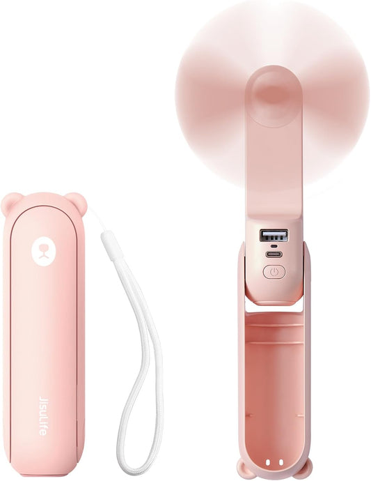 JISULIFE Handheld Mini Fan with Power Bank