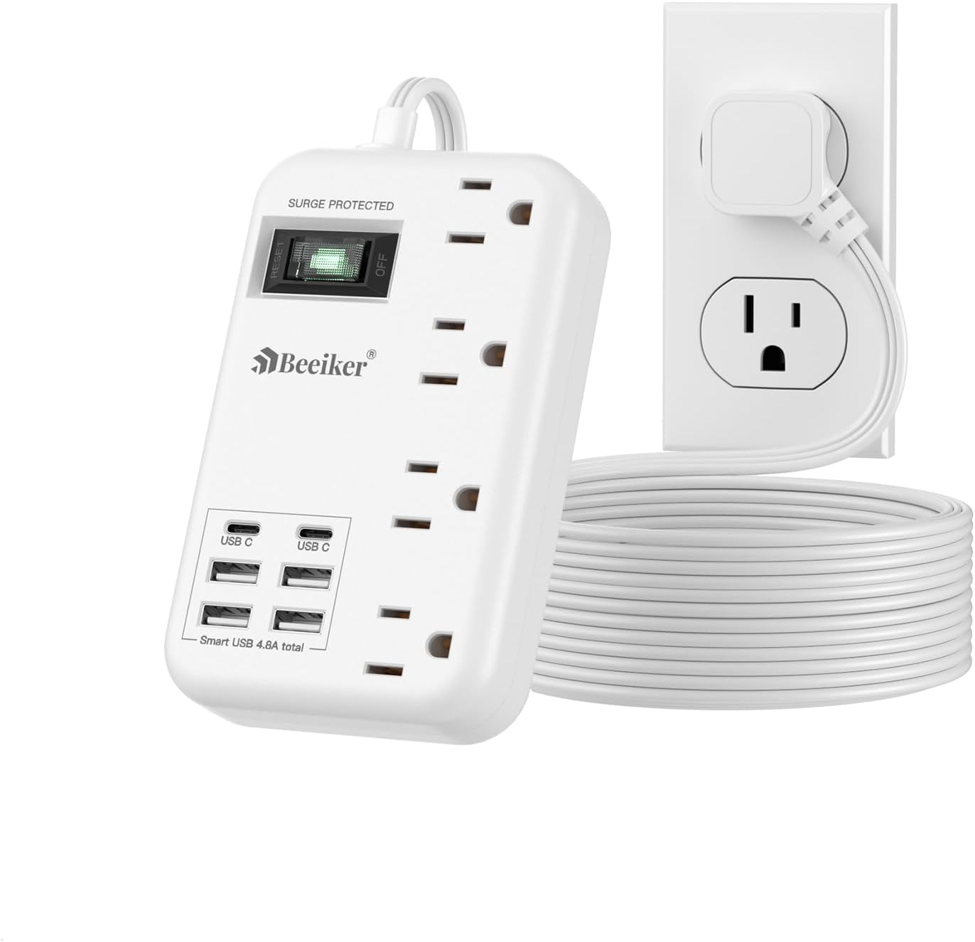 Purple Travel Power Strip 5Ft Lavender Extension Cord