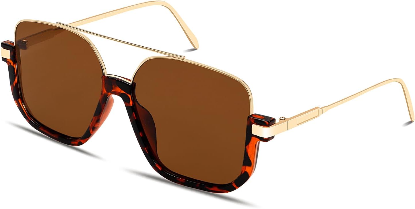 Retro Oversized Aviator Sunglasses for Women Men