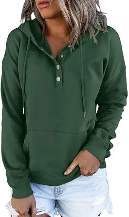 Dokotoo Womens 2025 Hoodies Button Collar Drawstring